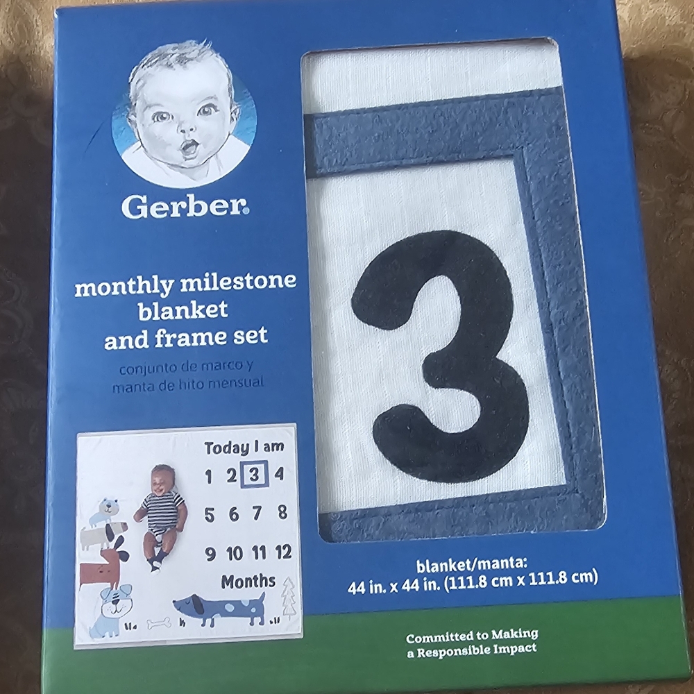 Gerber Baby Milestone Calendar Blanket and Frame set